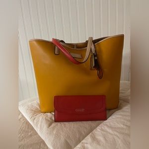 Coach Metro Mustard Yellow Saffino Leather Tote